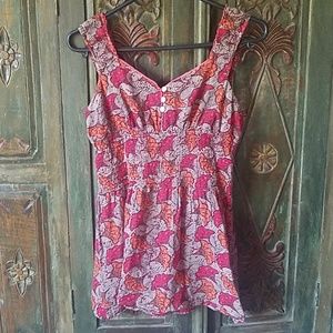 Free People large 12 red orange boho top